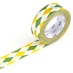 Klebeband ›masking tape‹ - gelb-weiss-gruen Rauten